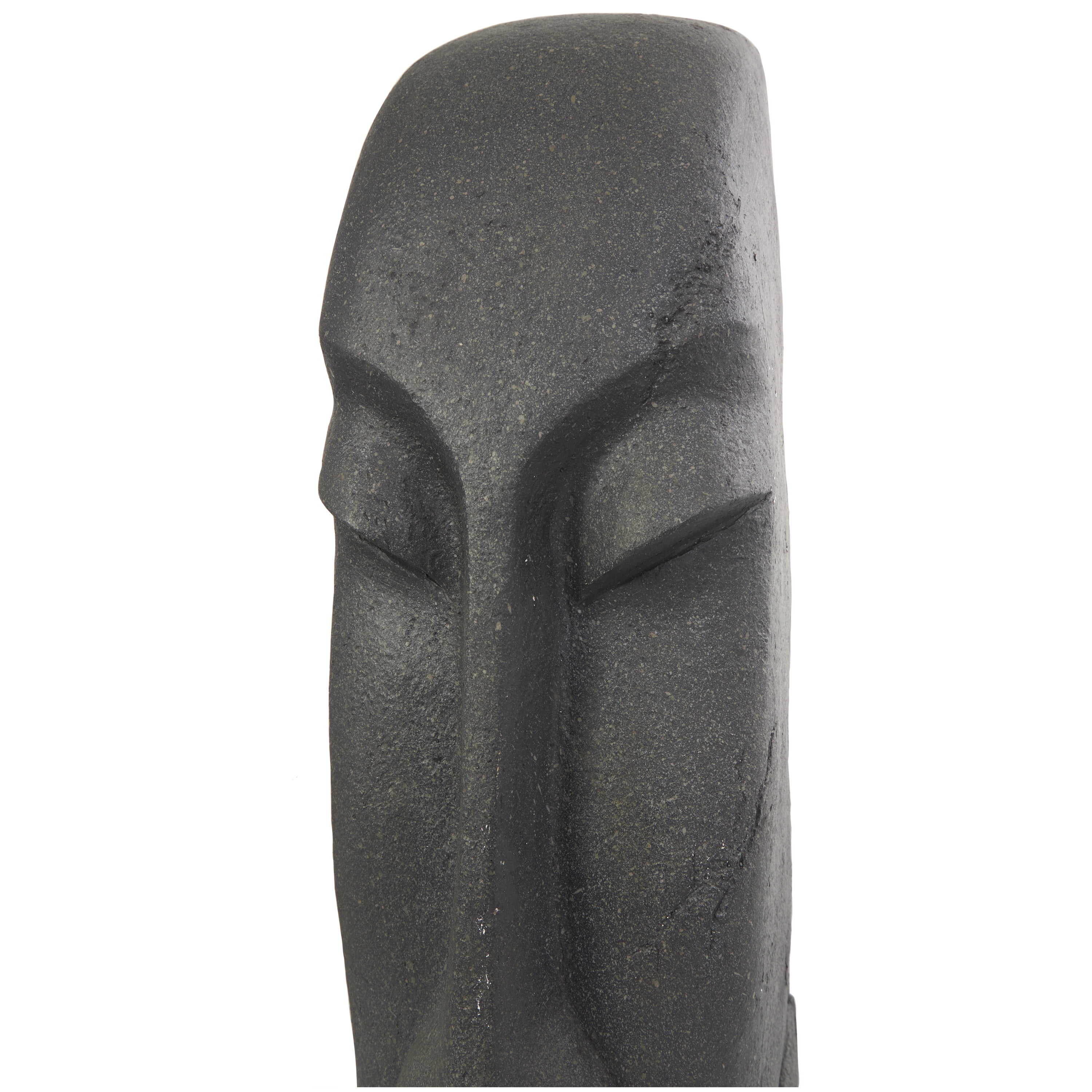 8" x 31" Black Resin Tall Distressed Totem Face Sculpture, by DecMode