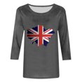 thumbnail image 3 of WREESH Womens Great Britain Uk Flag T-Shirts Casual 3/4 Sleeve T-Shirts Round Neck Cute Tunic Tops Basic Graphic Tees Blouses Loose Fit Pullover Gray, 3 of 5