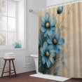 thumbnail image 5 of Blue Daisy Fabric Shower Curtain Vintage Linen Texture Washable Shower Curtains for Bathroom, Waterproof Bath Curtain with Hooks Home Decor 72x72in, 5 of 8