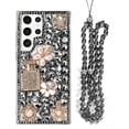 thumbnail image 2 of Compatible with Galaxy S23 Plus Bling Case Luxury 3D Diamond Crystal Rhinestone Shiny Gemstone Perfume Bottle and Flower Phone Case for Women and Girls Glitter Sparkle Chain Lanyard Strap, 2 of 14