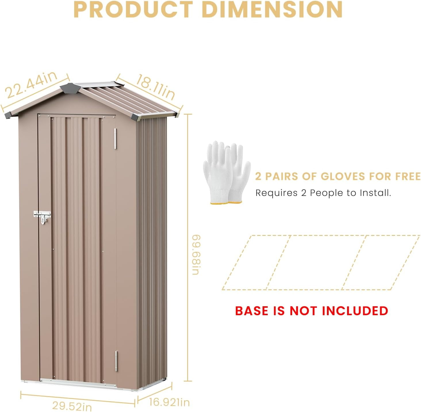 Small Shed Outdoor Storage 2.5X1.4 FT Galvanized Metal Garden Shed Waterproof with Lockable Door for Narrow Backyard, Patio, Garden
