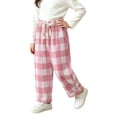 thumbnail image 2 of CONROSES Kids Boys Casual Pants Wide Leg Pant for Child Plaid Elastic Waist Drawstring Cozy Jogger Trousers with Pockets, 2 of 5