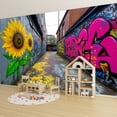 thumbnail image 6 of Graffiti Wallpaper Alleyway Vibrant Sunflower Graffiti Peel and Stick Wall Murals 100"H x 144"W Removable PVC Wall Paper Self-Adhesive Wall Paintings Art Decor for Bedroom Living Room, 6 of 7