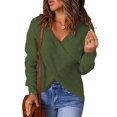 thumbnail image 1 of Suéter de lana cruzado informal para mujer Top holgado Color sólido de talla grande Otoño Invierno FLhrweasw Para estrenar, 1 of 2