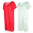 thumbnail image 3 of JEFFRICO Womens 2 Pack Nightgowns Short Sleeve Sleepwear Soft Pajama Dress Nightshirts, 3 of 4