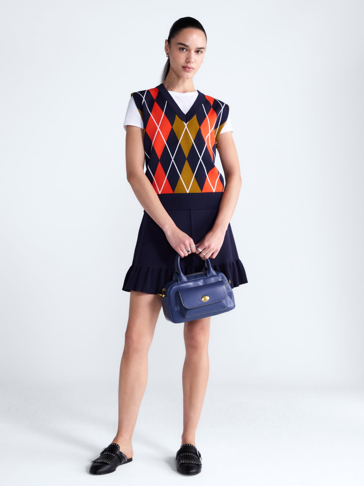 Free Assembly Women's Argyle V-Neck Sweater Vest, Sizes XS-XXL