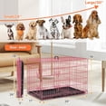 thumbnail image 7 of 24 inch Dog Crate for Small Dogs Folding Portable Metal Dog Cage Kennel Double Door Pet Crate with Divider and Tray, Pink, 7 of 7