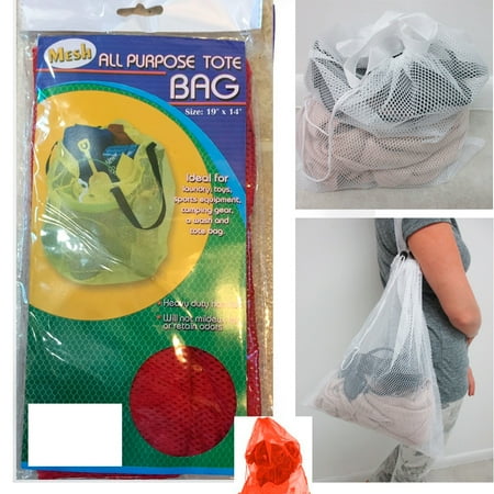 Drawstring Hobo Bag - Mesh Tote Net Shopping Beach Gym Sports Bag Drawstring Purse Grocery Laundry !