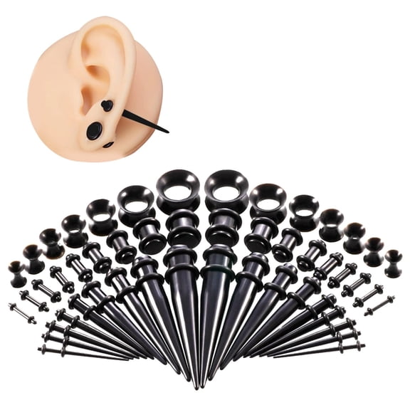 Conical Ear Expander - 50 Pieces Acrylic Tapers and Plugs with Silicone Tunnels, Ear Gauges Stretching Kit for Body Piercing Jewelry, Party, Birthday, Christmas, Halloween, Thanksg Makeup Organizers