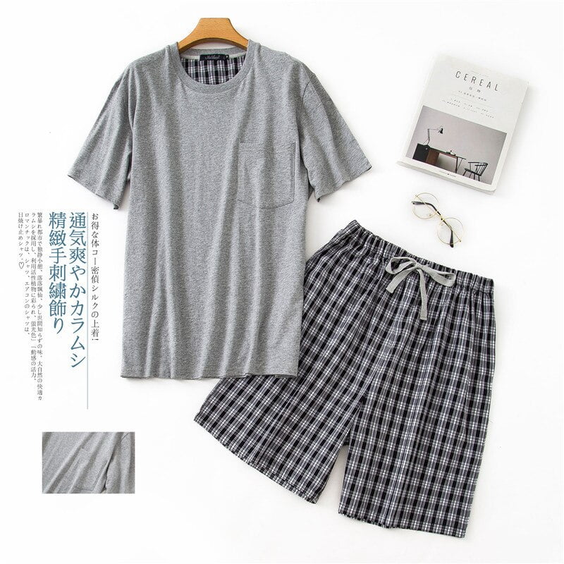 Plaid Sleepwear Leisure Suits Nightwear 