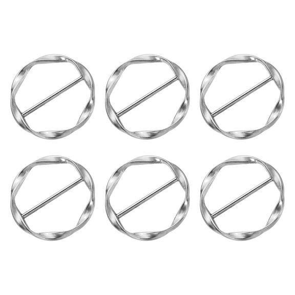 Uxcell 6 Pack T-shirt Clips, 34mm(1-5/16") Round Metal Silk Scarf Ring Clipfor Women Scarf, Loose T-shirt, Bright Silver