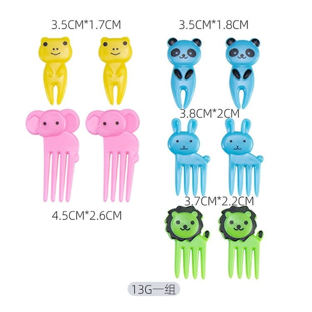 Mini selecciones de comida de dibujos animados de animales para niños, aperitivos, pasteles, postres, tenedores de fruta, divisores de fiambrera de silicona