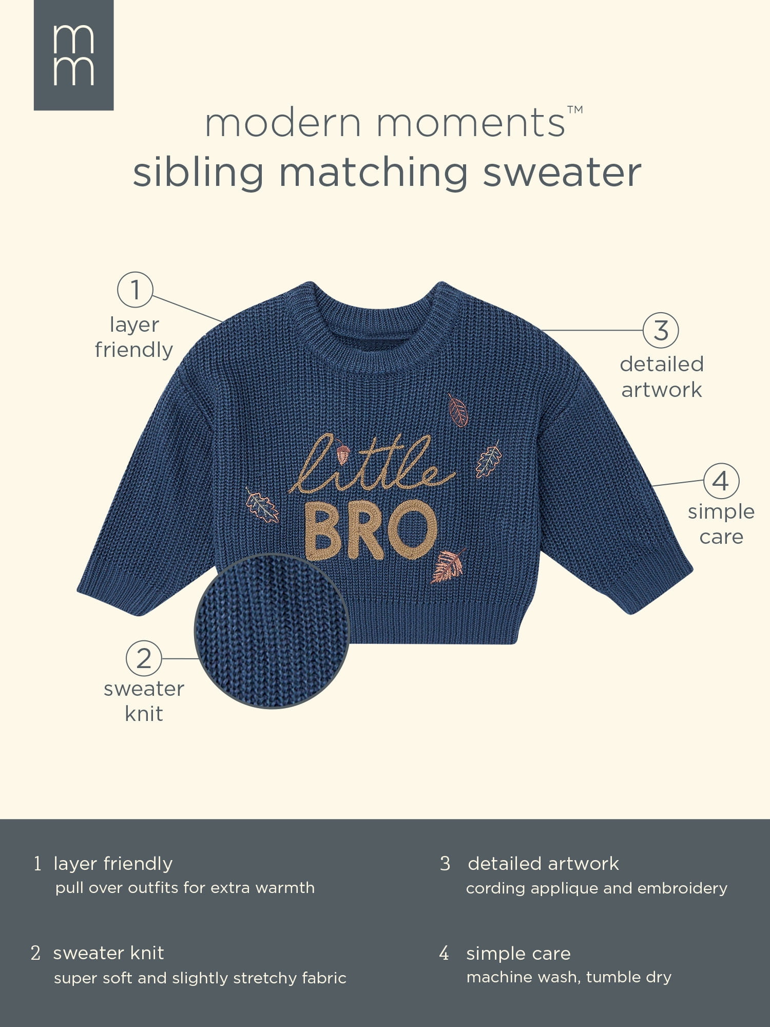 Modern Moments by Gerber Sibling Matching Sweater, Sizes 0/3 Months - 24 Months
