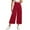 Red, variant on Womens Wide Leg Cropped Suit Pants - Business Summer Trousers - Pleated Waist Side Zipper - Elastic Back Work Pants