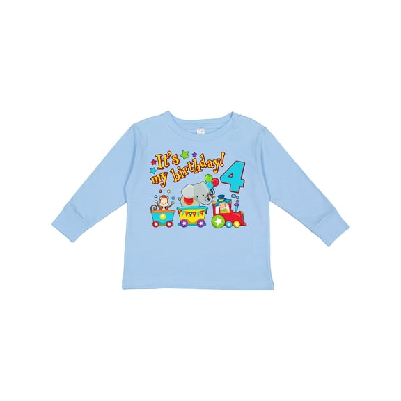 Inktastic Its My Birthday Circus Train 4th Birthday Boys or Girls Long Sleeve Toddler T-Shirt