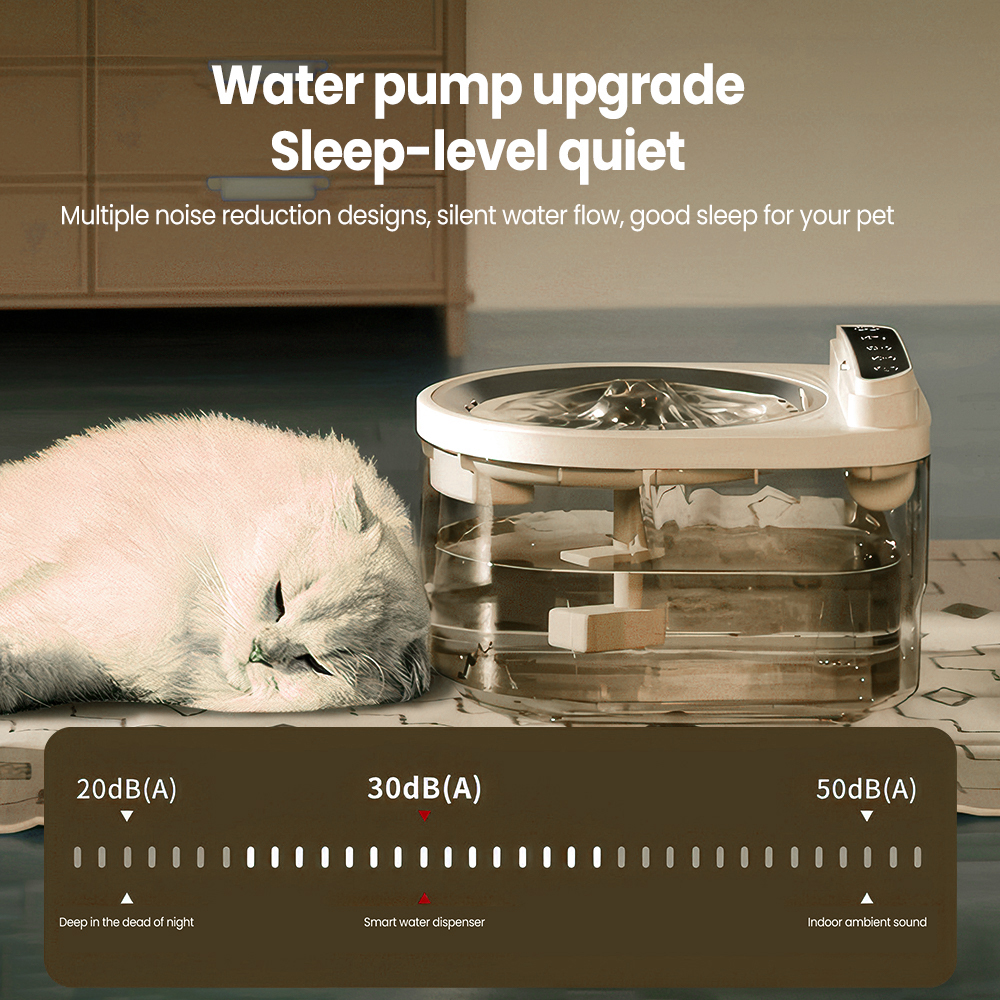 Wireless Cat Water Fountain with Motion Sensor - for Cats & Dogs - 3L Stainless Steel Pet Water Dispenser, Battery Powered, Ultra-Quiet Pump, Included 10 Filter Cottons