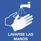 thumbnail image 1 of Señalamiento: "Favor de lavarse las manos", en azul y blanco. Plástico estireno calibre 40, ideal para interior y exterior, 20 x 20 cm. Señalética, Letrero, Señal de seguridad cuadrada, contingencia., 1 of 4