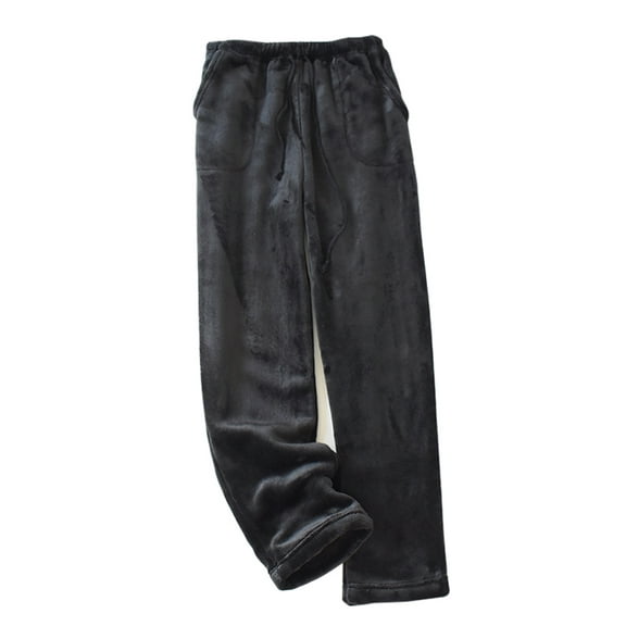 Sunisery Women's Flannel Pajama Pants Fuzzy Winter Warm Wide Leg Solid Color Polka Dot with Side Pockets Drawstring Trousers