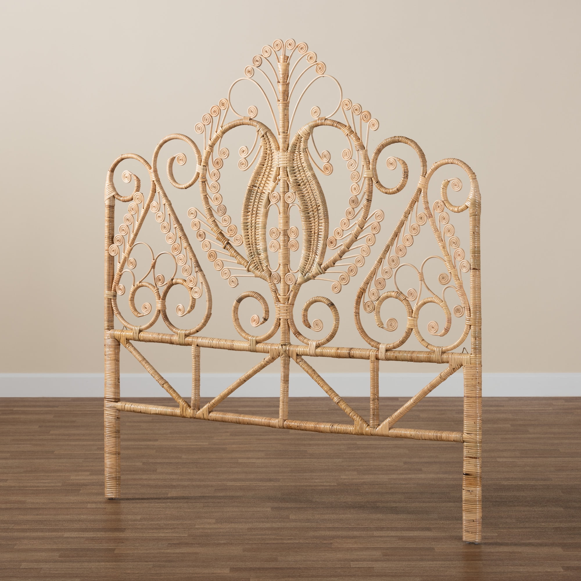 Baxton Studio Caelinus Natural Brown Rattan Queen Size Standalone Headboard