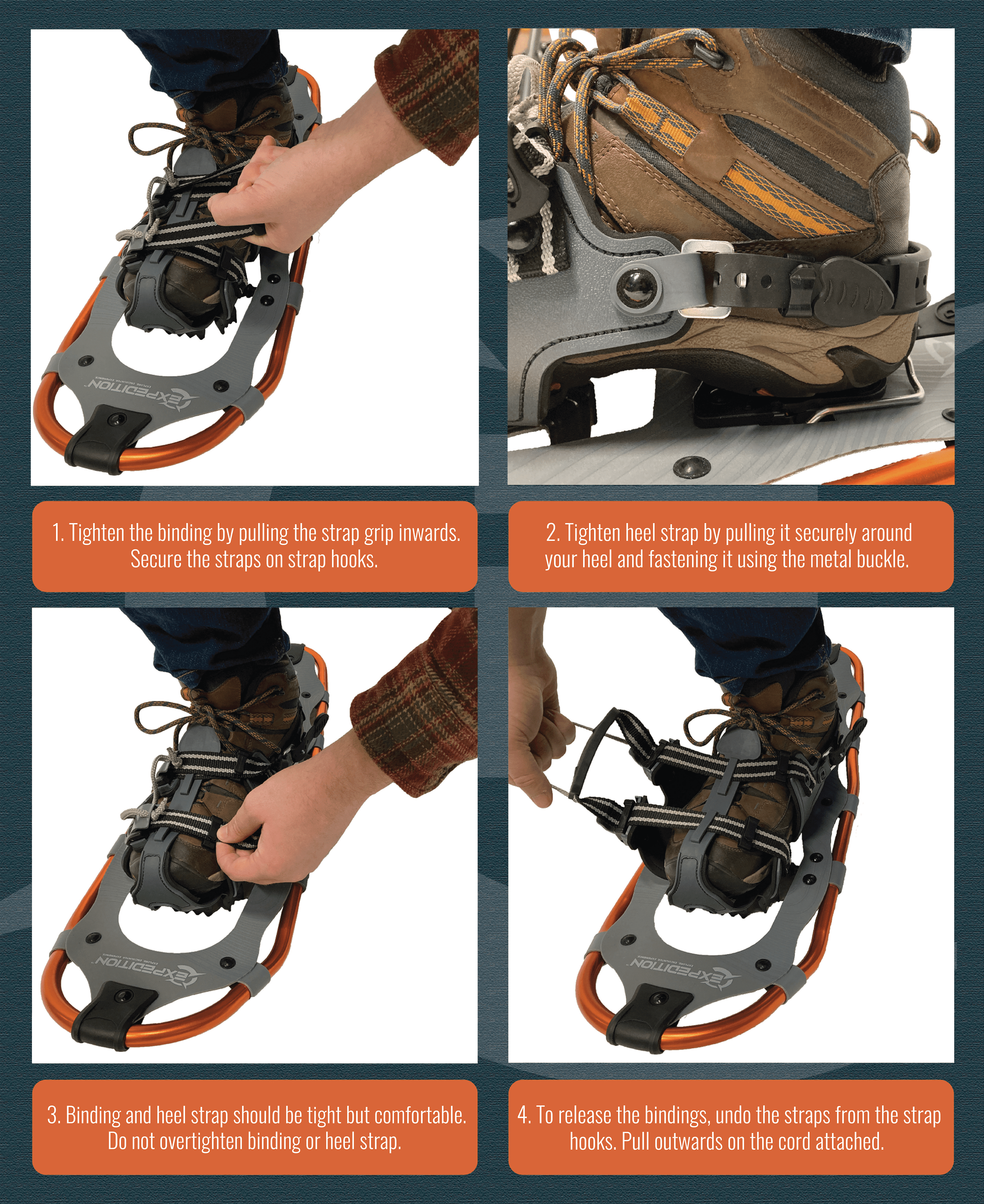 Expedition Outdoors Truger Trail II Aluminum Frame Snowshoe Kit - Size 21, Quick Tight Binding