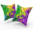 thumbnail image 2 of Mardi Gras Carnival Pillow Covers 18x18 Inch Set of 2, Beautiful Fleur De Lis Shimmer Throw Pillow Covers Square Cotton Yellow Purple Green Cushion Cover for Home Couch Sofa Patio Bedroom Livingroom, 2 of 6