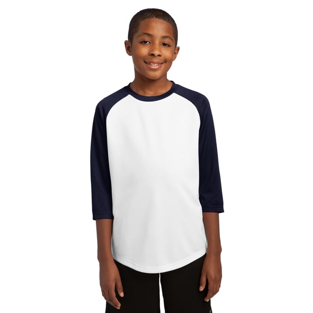 Camiseta de béisbol Sport-Tek® para jóvenes PosiCharge®. YST205 Blanco/Azul marino verdadero XL deporte-tek YST205