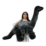 American Made Giant Stuffed Gray Dinosaur Soft Plush Brontosaurus 48 inches wide 30 inches tall Made in the USA