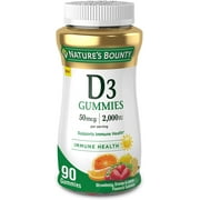 Nature's Bounty Vitamin D3 Gummies, Vitamin Supplement, Supports Immune Health, 50mcg, 2000IU, Mixed Fruit Flavor, 90 Gummies 1 ea (Pack of 4)
