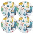 thumbnail image 2 of Ryvnso Llamas Cactus Round Plate Mats Dining Table Placemat Set of 6 for Holiday Decoration, 2 of 7