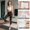 thumbnail image 7 of SCRAWLGOD Paws Print Black Women's Capri Yoga Pants with Pockets High Waisted Legging, Active Breathable Yoga Pants with Tummy Control for Workout Running Gym, XXL, 7 of 7