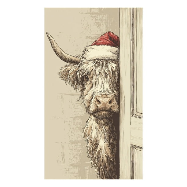 Y letrero decorativo para puerta con vaca Tapiz decorativo para puerta para fiestas navideñas Cortina tapiz para puerta Letrero decorativo para puerta para fiestas