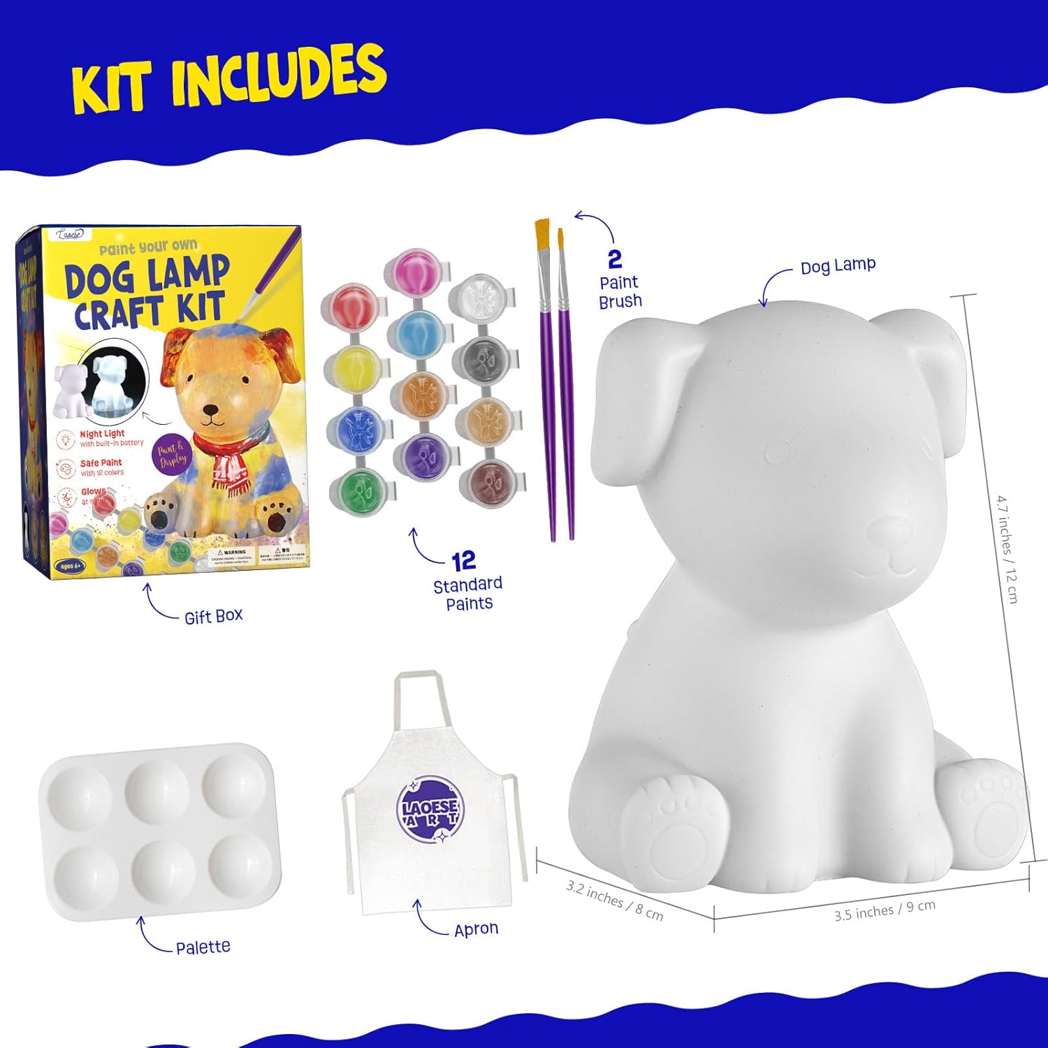 Paint Your Own Dog Lamp Kit, Art Supplies Arts & Crafts Kit, Painting kit for Kids 6-12, Arts and Crafts for Kids Ages 8-12, Toys Girls Boy Birthday Gift Ages 6 7 8 9 10 11 12+