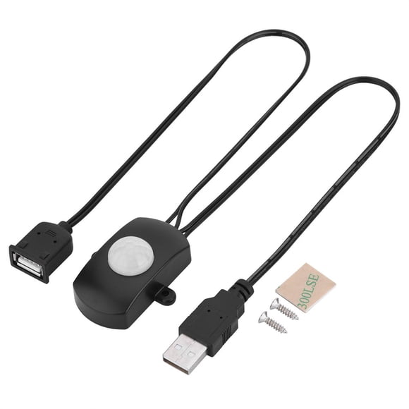 Tihebeyan Mini PIR Motion pour Éclairage LED DIY, Détecteur de Mouvement Infrarouge PIR Automatique Bande LED Interface USB (Noir)