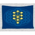 thumbnail image 1 of Egyptian Tapestry, Spiritual Symbol over Flower of Life Ancient Abstract Secret Ratio Pattern, Wall Hanging for Bedroom Living Room Dorm Decor, 80W X 60L Inches, Violet Blue Yellow, by Ambesonne, 1 of 1