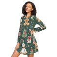 thumbnail image 3 of FORMRS Womens Long Sleeve Nightgowns Crew Neck Sleep Shirt Soft Pajamas Sizes S-3XL, Green Christmas Trees, 3 of 8