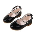 thumbnail image 6 of Qopobobo Baby Girl Shoes Flower Dress For Girls Girls Glitter Dress Shoes Flower Wedding Ballet Flats with Strap Toddler Black,11, 6 of 9