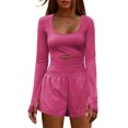 thumbnail image 3 of REALiKUN Womens Athletic Rompers Sexy Expose Navel and Back Running Long Sleeve Workout Romper Exercise Gym Yoga Jumpsuits, 3 of 6