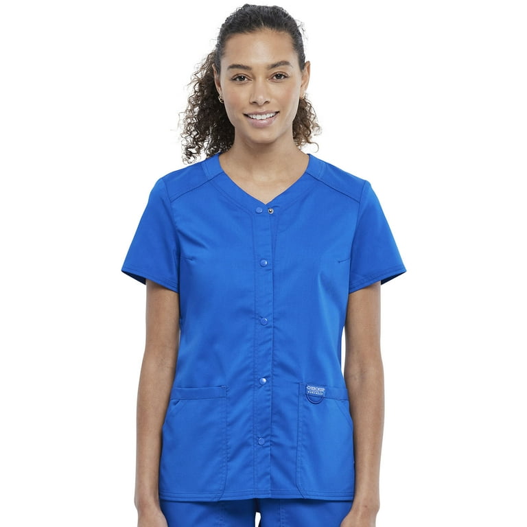 Cherokee Workwear Revolution Women's Scrubs Top Snap Front V-Neck WW622 