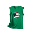 thumbnail image 4 of Usmisi 4th of July Tank Tops Independence Day Patriotic Tshirts Loose Fit Breathable Vest Womens Fashion Baseball US Flag Print Round Neck Sleeveless Summer Blouses Green xl, 4 of 6