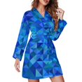 thumbnail image 1 of Blue Abstract Geometry Pajama Robe Bright Shapes Print Long Sleeve Warm Pajamas Robes Lady V Neck Room Sleepwear Spring Dress, 1 of 4