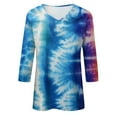 thumbnail image 4 of kytmyeq Women’s Fashion Everyday Everything Casual V-neck Seven-point Sleeve Printed T-shirt Top, 4 of 6