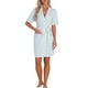 thumbnail image 2 of Bata de baño INSPIRE CHIC para mujer, de waffle, con mangas cortas, cintas de envoltura, ropa de casa suave con bolsillo, color azul, 2 of 6