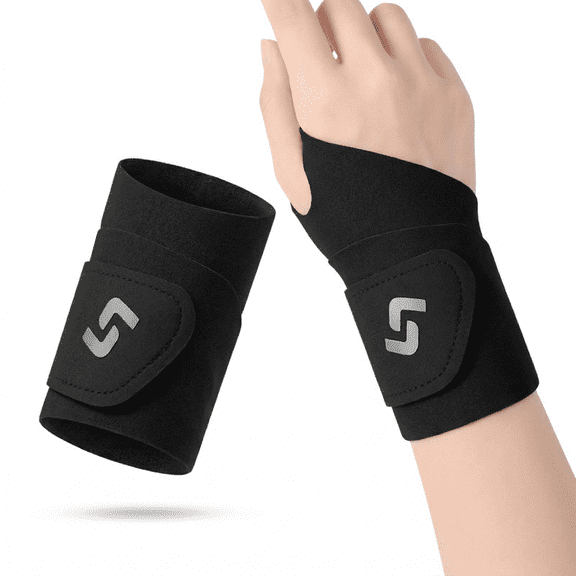 ROSEXIXI 2 Pack Wrist Brace, Adjustable Compression Wrist Wrap for Men Women, Breathable Elastic Support for Gym Sports Weightlifting, Black