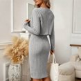 thumbnail image 7 of Warop Womens Cardigan and Dress Set, Button Long Sleeve Open Front Top with Crew Neck Slim Fitted Midi Dress, Casual Daily Wear Outfit, 7 of 7