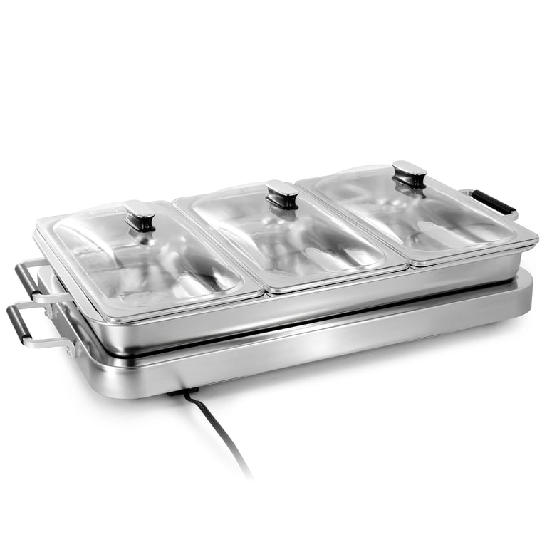 MegaChef 3-in-1 Electric Chaffing Buffet Server, Triple Trays photo 3