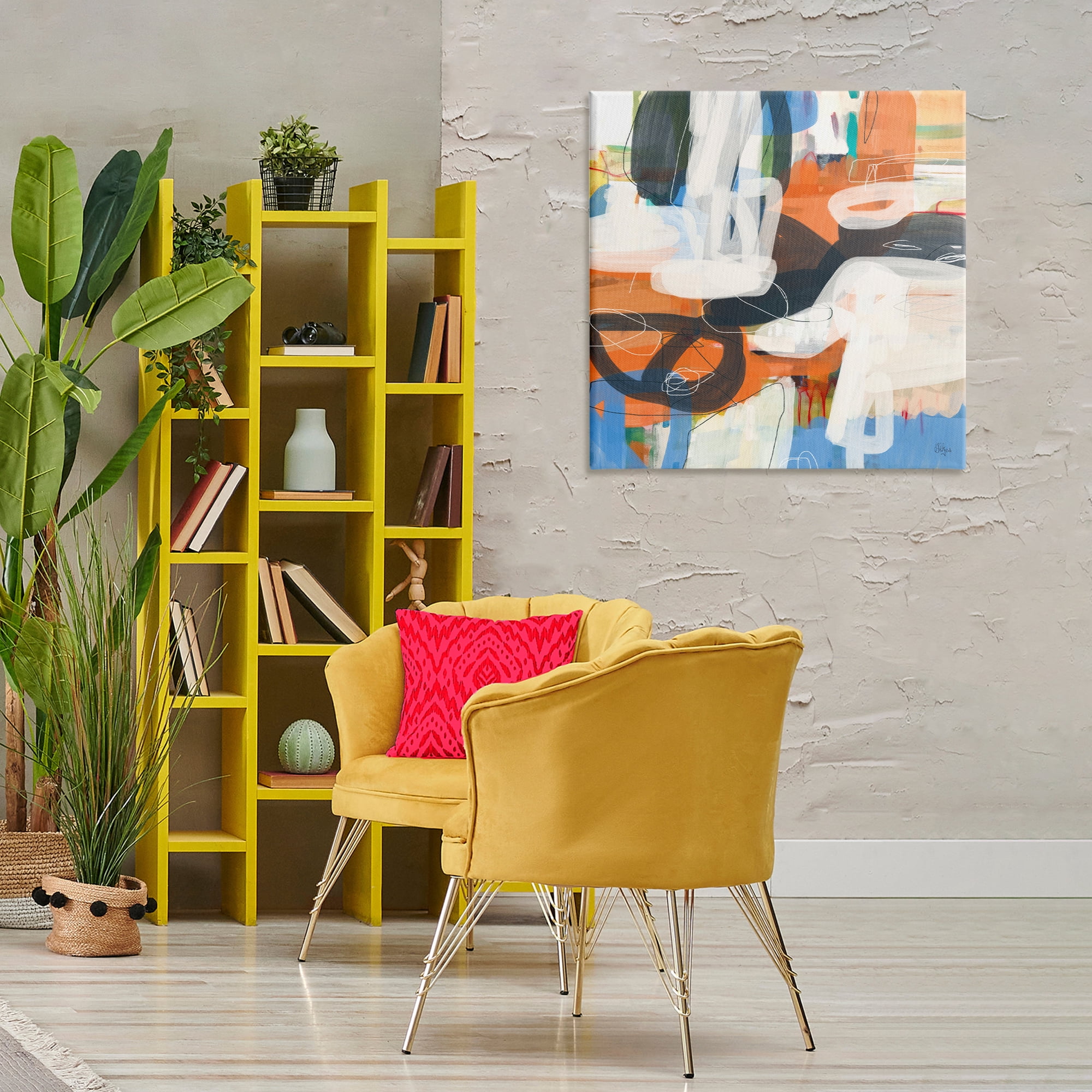 Stupell Industries Abstract Squiggle Distortion Abstract Painting Gallery Wrapped Canvas Art Print Wall Art, 30 x 30