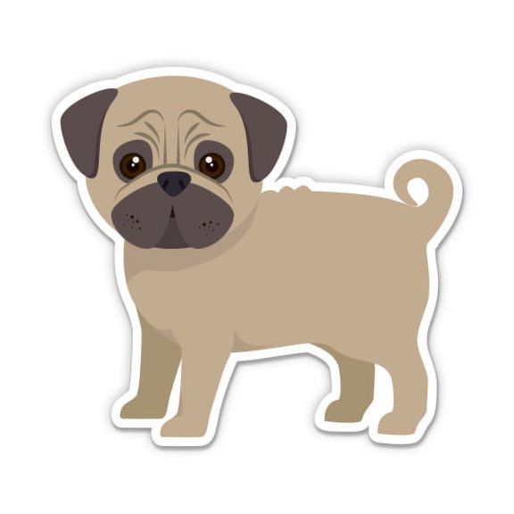Cute Pug Doggy - 3" Vinyl Sticker - For Car Laptop I-Pad Phone Helmet Hard Hat - Waterproof Decal