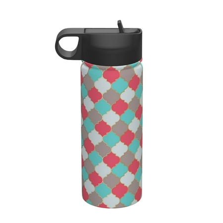 

Thermos Kettle With Straw 18oz Gym Outdoor Sports Stainless Steel Thermos Cup Male And Female Students Car Cold Water Bottle Moroccan Buffalo Plaid Tartan Check Scotland Greenpink