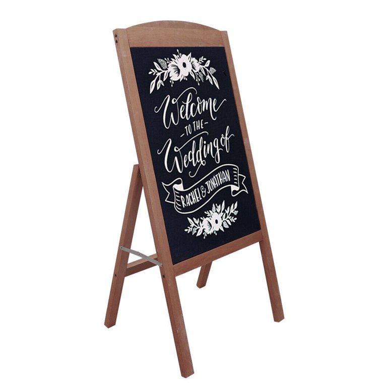 BizChair Rustic Brown Magnetic A-Frame Chalkboard Deluxe Set / 8