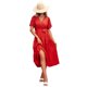 thumbnail image 4 of VISgogo Vestido Midi Elegante de Verano para Mujer, Vestido de Manga Corta con Cuello en V de Color Sólido con Cinturón para Fiesta en la Playa VISgogo  moda, 4 of 8